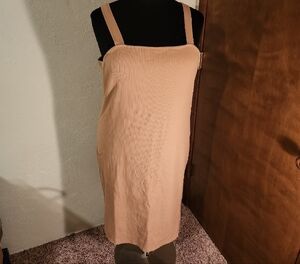 The Drop Amelia Tank Dress Square Neck Praline 3X